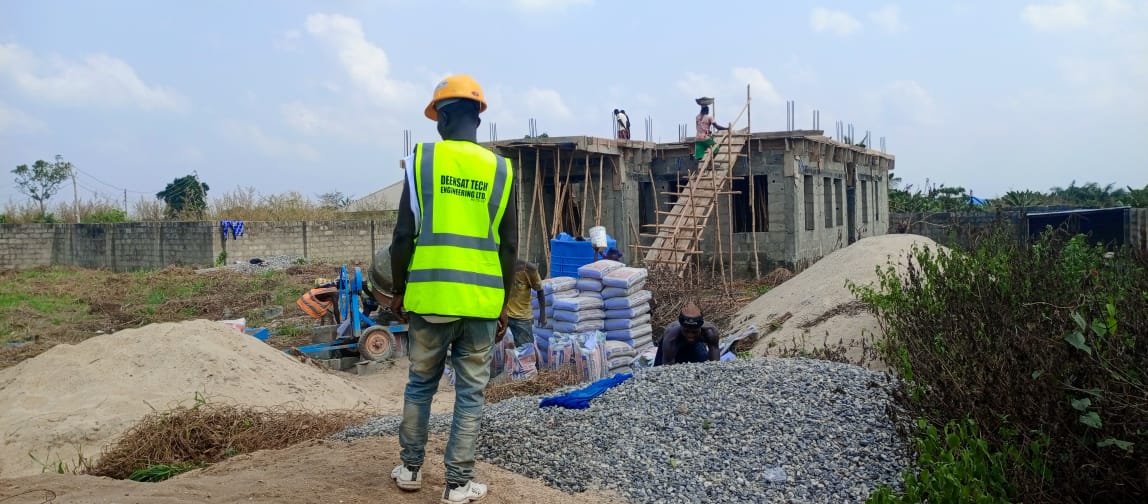 Civil engineering site with drainage and road works